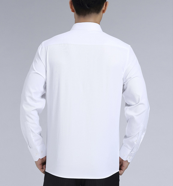 白色男款滌棉翻領(lǐng)長(zhǎng)袖修身襯衫-3016-1#