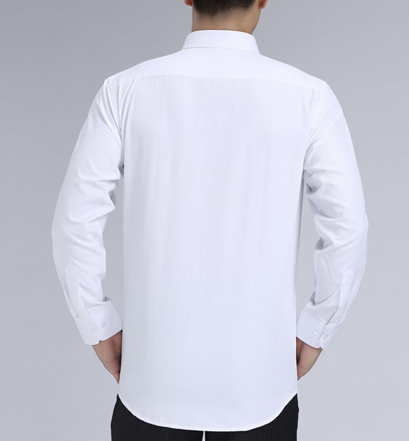 白色男款滌棉翻領(lǐng)長(zhǎng)袖修身襯衫-TR0201#