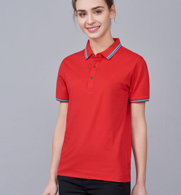 夏季紅色男女同款冰瓷棉短袖翻領(lǐng)時(shí)尚T恤衫/polo衫-66531#