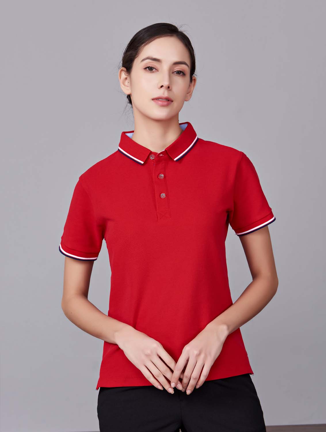 夏季藏大紅男女同款滌棉短袖翻領(lǐng)時尚T恤衫/polo衫-2788#